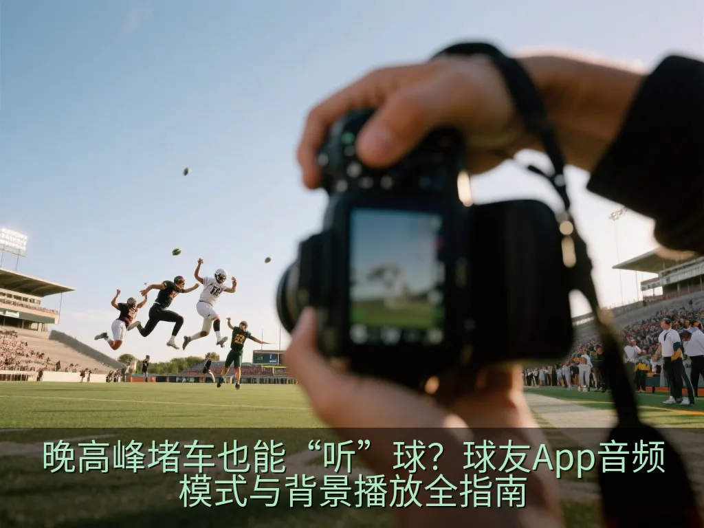 戴着耳机的通勤者在黄昏中听球赛音频